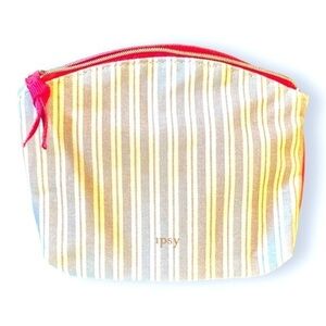 4/$25 Small Striped Blue White Makeup Bag